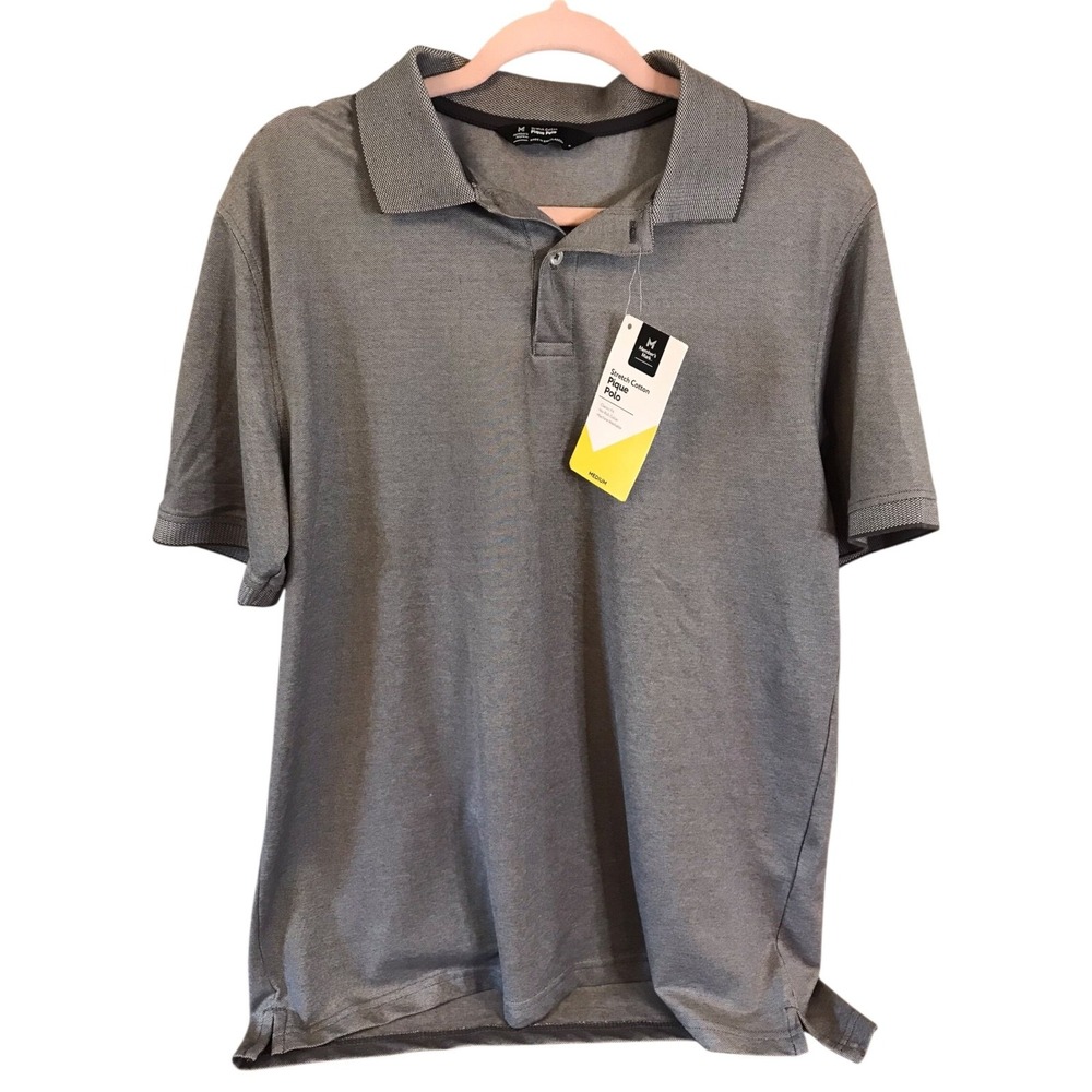 Men's Dark‎ Gray Classic Fit Stretch Cotton Pique Polo Size Medium Member's Mark
